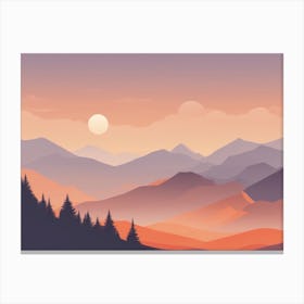 Misty mountains horizontal background in orange tone 134 Canvas Print