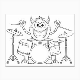 Monster Playing Drums Canvas Print