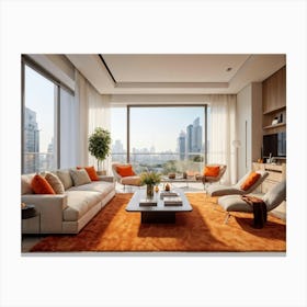 An Elegant Living Room In The Heart Of Autumn Brimming With Fine Furniture A Comfortably Plush Sof (1) 1 Canvas Print