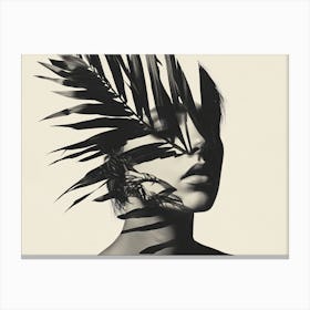 Woman With Leaves On Her Face 1 Canvas Print