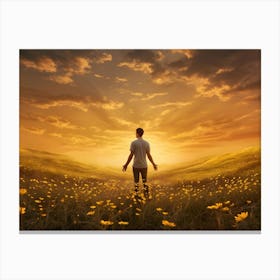 Man Standing In A Field Canvas Print