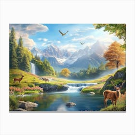 Deer In The Forest Canvas Print