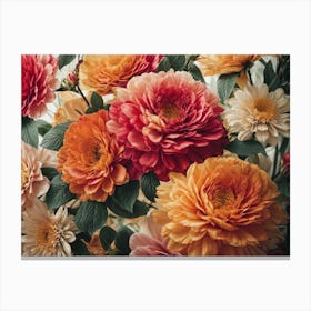 Dahlias Floral Abstraction Canvas Print