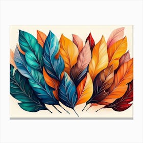 Beautiful Illustration Of Colorful Leaves 6 Canvas Print