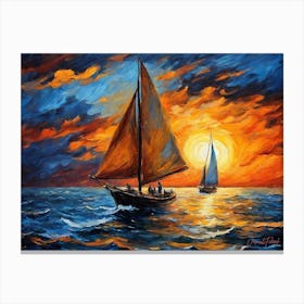 A Beautiful Night On A Sailboat Canvas Print