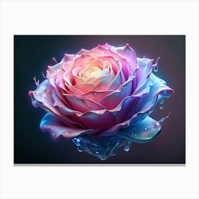 Abstract Rose With Water Drops Canvas Print