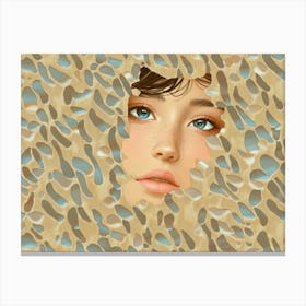 Girl Peeking Out Of A Hole Canvas Print