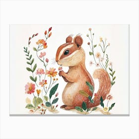Little Floral Chipmunk 2 Canvas Print