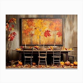 A Vintage Painting Esque Thanksgiving Celebration Enfolding Within An Intimate Group Nestled Amid R (6) 1 Canvas Print