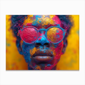 Psychedelic Portrait: Vibrant Expressions in Liquid Emulsion Colorful Face Canvas Print
