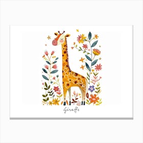 Little Floral Giraffe Poster Canvas Print