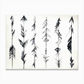 Black And White Abstract Watercolor Illustration Of A Diverse Collection Of Hand Drawn Arrows And Po (4) Canvas Print