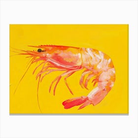 Shrimp On Yellow Background 3 Canvas Print