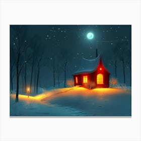 House In The Snow Canvas Print