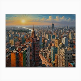 Sunset In So Paulo Art Canvas Print