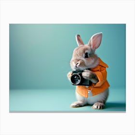 Rabbit With Camera Canvas Print