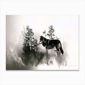 Wolf Habitat - Wolf Silhouette Canvas Print