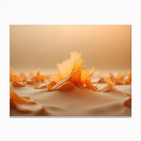 An Abstract Image Of A Field Of Orange, Leaf Like Shapes, Creating A Sense Of Organic Beauty And Texture Canvas Print