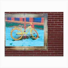 Yellow Bicycle On Brick Wall Canvas Print