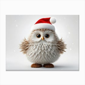 Bubo A Fluffy Winter Stylized Illustration As A Decorative Object For December Donned In A Festive (5) Canvas Print