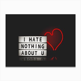 I Hate Nothing About You Canvas Print