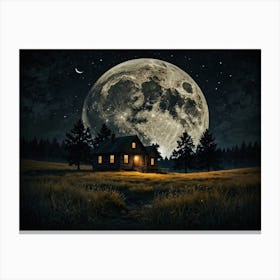 Full Moon At Night Canvas Print