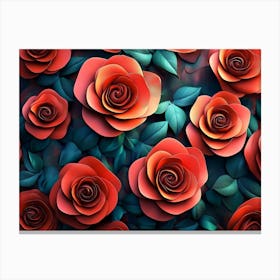 3d Roses Abstraction 1 Canvas Print