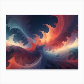 Abstract Background With Swirling, Feathery Forms In Shades Of Orange, Blue, And White Against A Dark Background Canvas Print