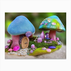 Neon Mushroom Garden Canvas Print