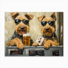 Terriers Cards And Beer 2 Canvas Print