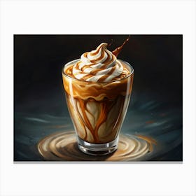 Iced Coffee With Caramel And Whipped Cream Canvas Print