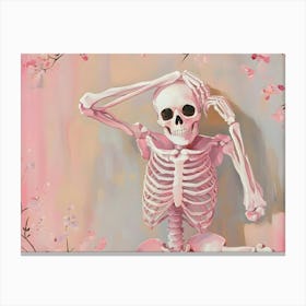 Skeleton With Cherry Blossoms Canvas Print