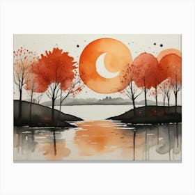 Moonlight Over The River 9 Canvas Print