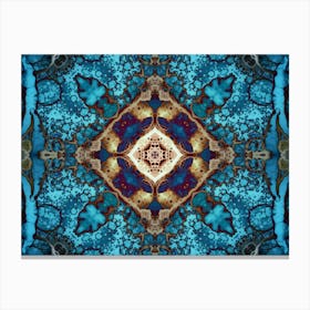 Blue Watercolor Flower Pattern 1 Canvas Print