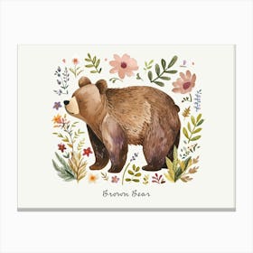 Little Floral Brown Bear 1 Poster Canvas Print