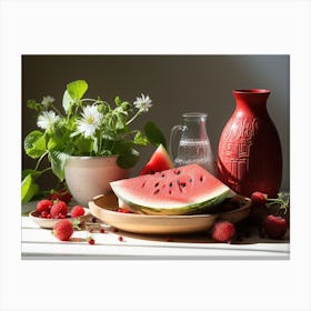 Still Life With Watermelon Canvas Print