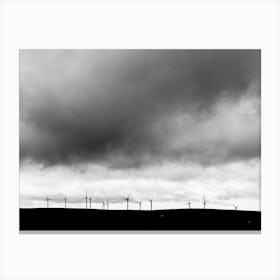 Cloudy sky over wind farm Art Print Canvas Print