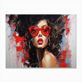 Lady In Red Sunglasses 1 Canvas Print