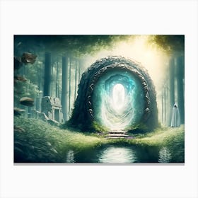 Portal with angel in the forest Canvas Print