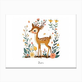 Little Floral Deer 1 Poster Canvas Print