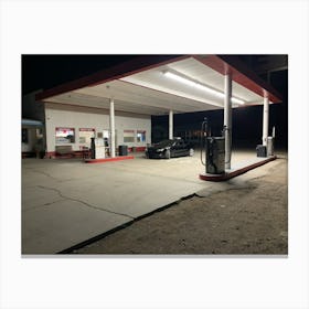 Gas Station At Night Canvas Print