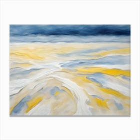 Abstract Beach Painting Blue & Yellow Canvas Print