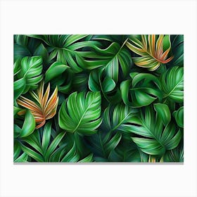 Tropical Leaves Seamless Pattern Canvas Print