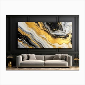 Abstract Art Featuring Liquid Marble Patterns Flowing Together In A Dance Of Grey Black Yellow G 2 1 Canvas Print