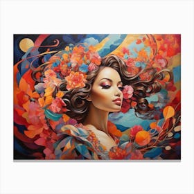 Woman With Flowers In Her Hair 5 Canvas Print