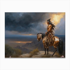 Img Lone Indian On Mountain 4raa Canvas Print