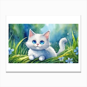 White Cat With Blue Eyes 1 Canvas Print