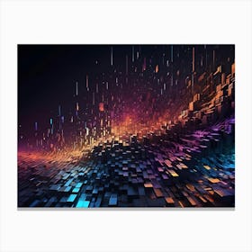 Abstract Image Of A 3d Landscape Made Of Colorful Cubes Canvas Print