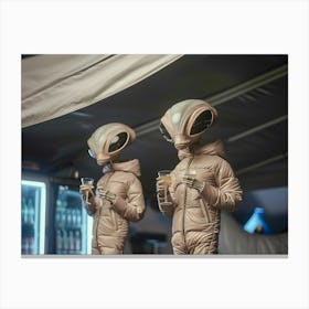 Aliens In Puffer Clothes 1 Canvas Print