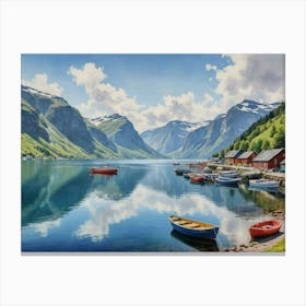 A Symphony of Water and Stone Fjords Canvas Print